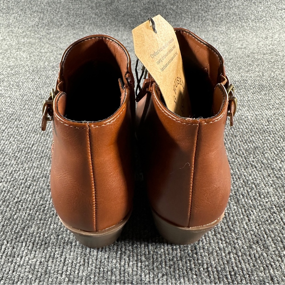 Frye and Co. Women's 8.5 Boden Ankle Booties Saddle Brown Buckle Zipper NEW - Picture 6 of 10
